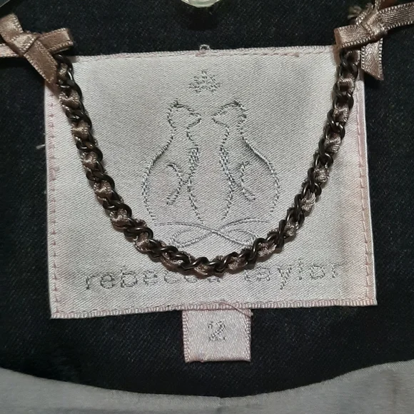 REBECCA TAYLOR Wool Crop Blazer Eyelet Peplum Detail Puff Shoulder Grey Gray XS - Picture 8 of 11